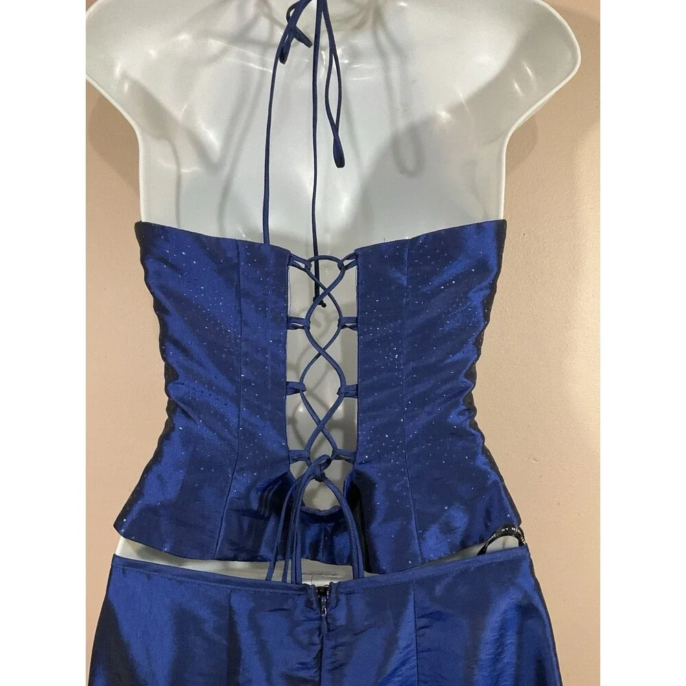 Zum Zum Niki Livas 2 Piece Prom Dress 2 Blue 90s Fairy Glitter Grunge Whimsigoth